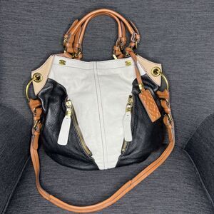 orYANY NWOT Black White Leather VICTORIA Convertible Satchel Crossbody Bag
